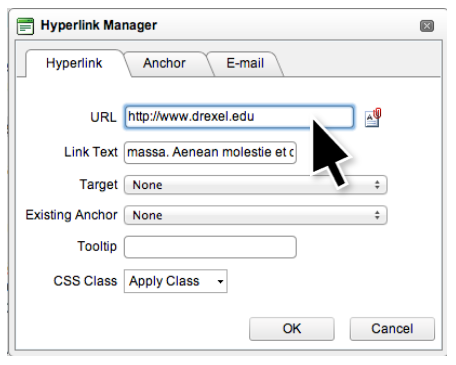 Hyperlink Manager Window